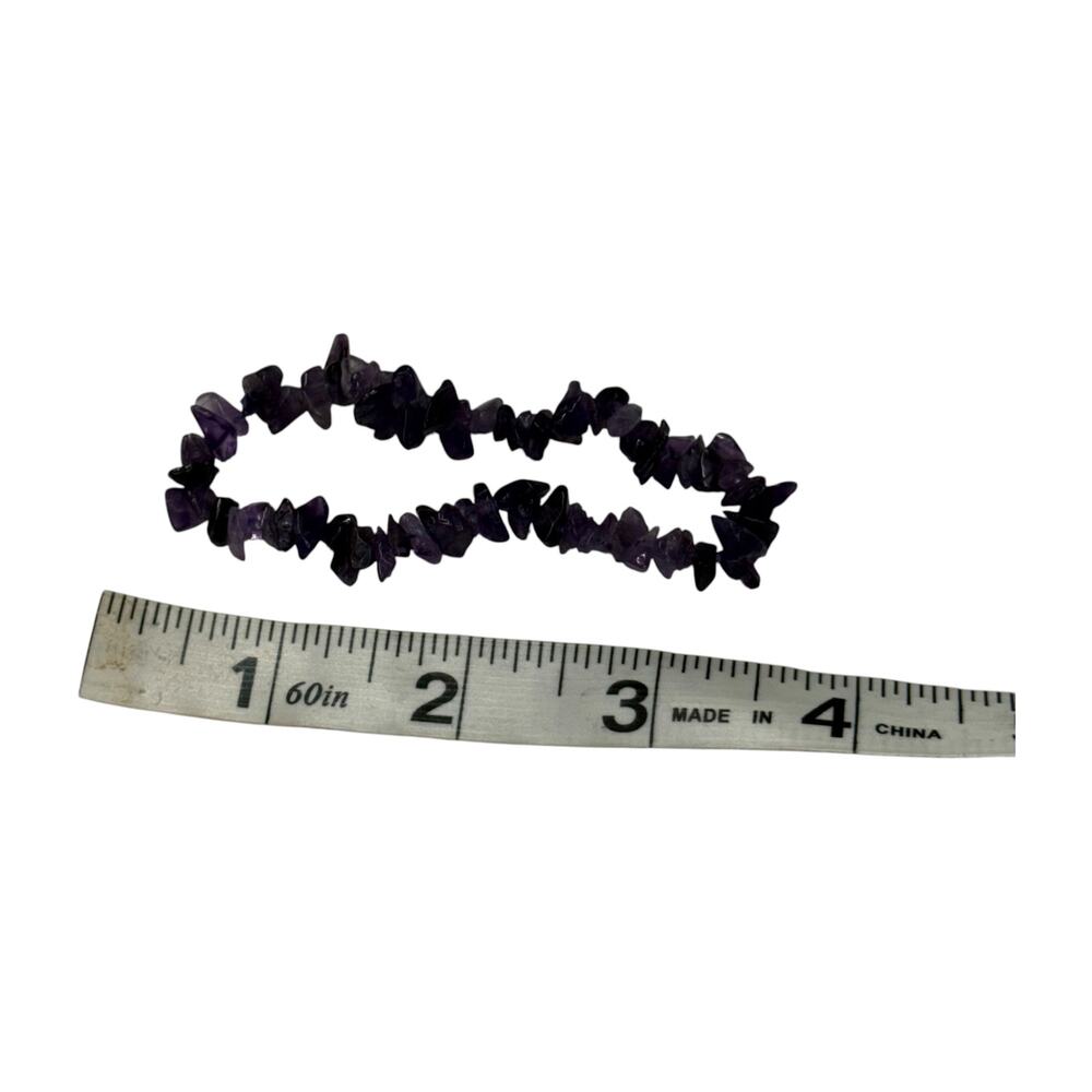 Natural Amethyst Chip Crystal Stretch Bracelet Purple Healing Stone - Picture 4 of 6